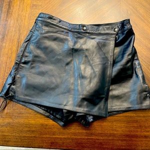 Authentic black leather skort
